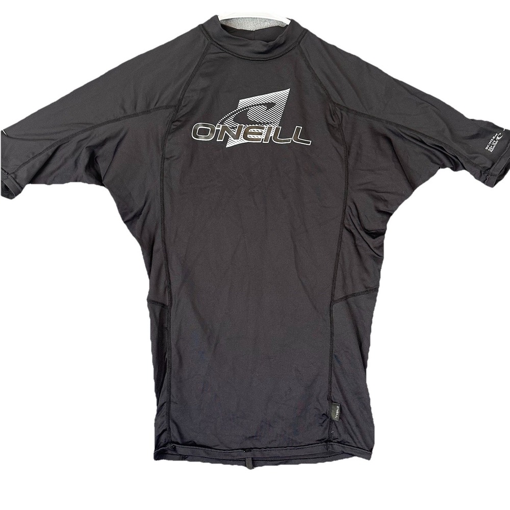 O'NEILL Short Sleeve Rashguard Black UPF 50+ Swim Shirt Surf beach Sz L